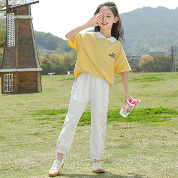 jyli女童套装夏季新款女孩运动休闲服适合3-14岁女生穿的夏装中大童时
