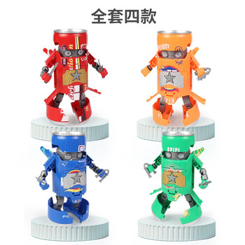 易拉罐玩具饮料变型儿童可乐男孩模型金刚宝宝 汽水变形机器/全员四款