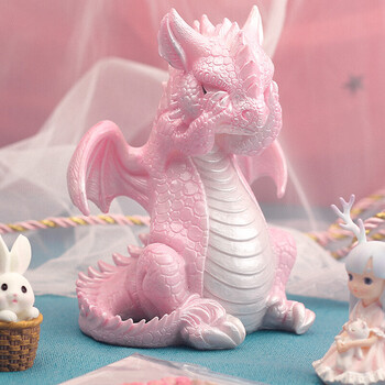 北欧少女心粉色龙摆件系宝宝龙树脂房间装饰品情人节生日礼物钜惠爱你