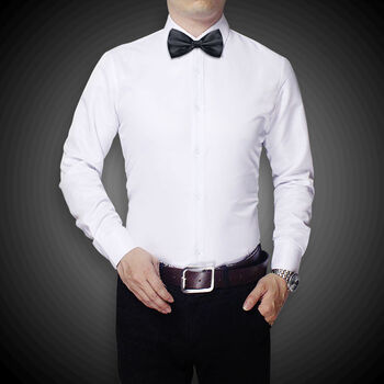 长袖白衬衫白扣 领结 s