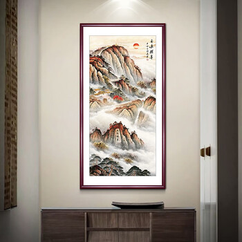 俏绘玄关装饰画山水画竖版国画字画新中式水墨风景画风水靠山招财挂画