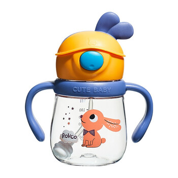日康学饮杯婴儿水杯宝宝吸管杯防漏设计儿童水壶颜色随机发货小兔卡通