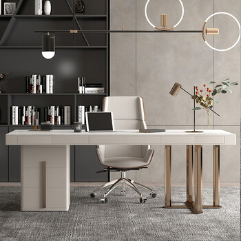 宾尼曼岩板书桌轻奢现代简约写字台书房家具套装组合办公桌子家用设计