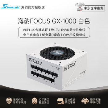 Seasonic 海韵FOCUS系列 GX-1000/850/750W金牌全模组电源日系电容自动启停 FOCUS GX1000 PCIE5.0白色压纹线