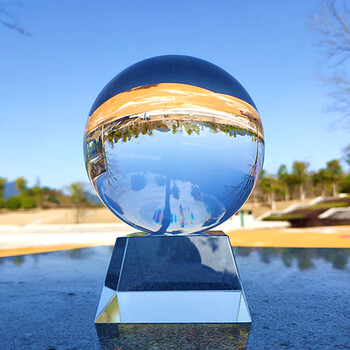 杂技摄影拍照装饰客厅玄关机家居办公桌摆件 20cm透明球 玻璃座