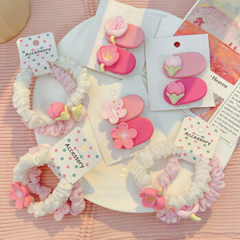 prowow粉色儿童发夹可爱花朵甜美少女头饰发圈夹发主图12件套