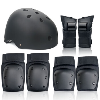 5766 青少年儿童成人运动专业滑板轮滑护具头盔6件套装护掌护肘护膝