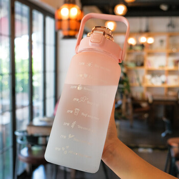 创京懿选定量水壶大容量水杯带吸管刻度每喝水刻度提醒2000ml学生夏季