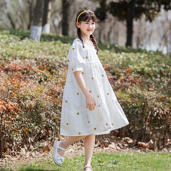 女童夏季连衣裙适合515岁小女生穿的夏装新款韩版泡泡袖公主裙中大童