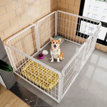 宠趣汇宠物狗狗围栏小狗中型犬狗狗围栏栅栏室内家用带厕所区柯基泰迪 白【6片122*62*62CM】泰迪、博美