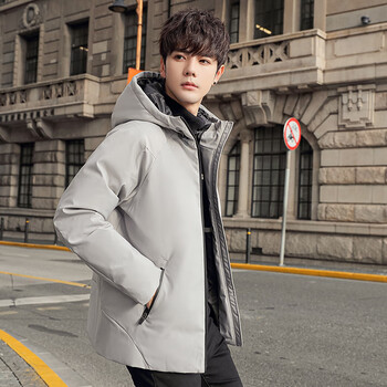 耐克顿羽绒服男冬季短款潮牌白鸭绒加厚保暖连帽外套学生宽松休闲浅