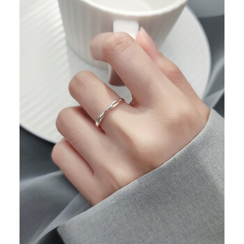 京品旗舰食指戒指女高级感925戒指女时尚个性素圈食指戒开口可调节