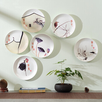 餐边柜装饰挂件新中式墙上墙面装饰品挂件挂盘墙饰壁饰客厅电视柜餐厅