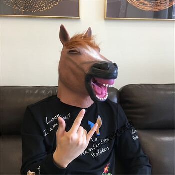 兔子面具猩猩直播搞笑道具绿鱼人沙雕怪怪鱼动物头套全脸 贱萌笑马