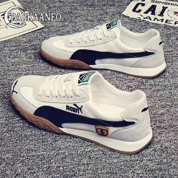 PARKAANFO轻奢男鞋秋季透气板鞋男软底休闲鞋男舒适帆布鞋子男士运动鞋 白黑色 42