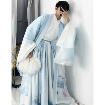 绘自然汉服男古风白色魏晋男装侠客书生大码古风男士仙气飘逸霸气古装