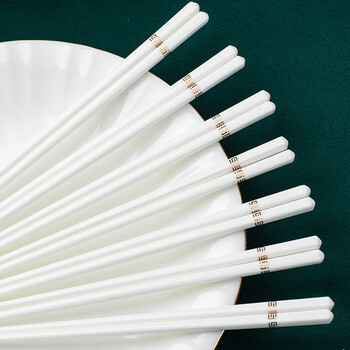 康琴（KANGQIN）北欧简约高颜值餐具新款防滑抗易清洗家用环康陶瓷筷子 象牙白陶瓷筷-10双装