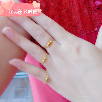 老凤凰同款黄金戒指足金999转运珠戒指 足金指环戒指 女款戒指情侣