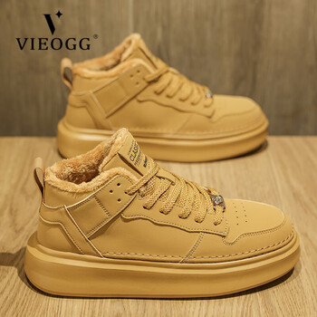 vieogg中帮男鞋冬季加绒加厚新款棉鞋男款外穿高帮板鞋冬天鞋子男潮鞋