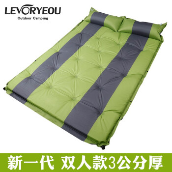 侣友（LEVORYEOU） 户外自动充气垫防潮垫3-4人睡觉垫子野外露营垫加宽加厚午休睡垫 A款双人绿色点式192*132*3cm