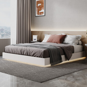 地台床 网红悬浮无床头床侘寂风极简地台悬空日式榻榻米箱体床实木床