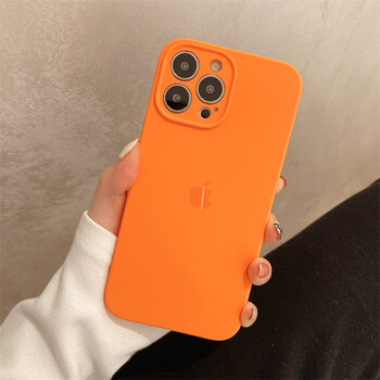 适用iphone13promax手机壳苹果14手机壳11液态硅胶新款mini 金橘色