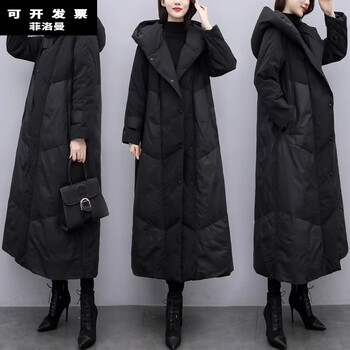 服长款女过膝到脚大码羽绒服秋冬洋气减龄厚宽松超百黑色m建议100斤内