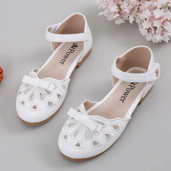 夏季女童包头半凉鞋女童凉鞋镂空夏季包头软底公主鞋儿童中大童 白色