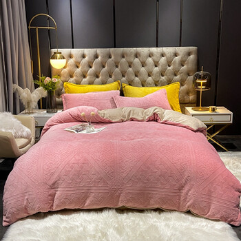 盛宇家纺加厚牛奶绒四件套双面法兰绒被套冬季法莱加绒床单床笠4件套