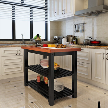 实木厨房切菜桌切菜台料理台家用操作台厨房储物桌家用餐桌可定制 120