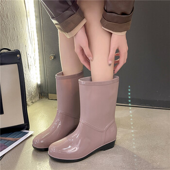侗宜轩时尚加绒雨鞋女雨靴防滑防水鞋冬季韩版保暖中筒成人加棉胶鞋