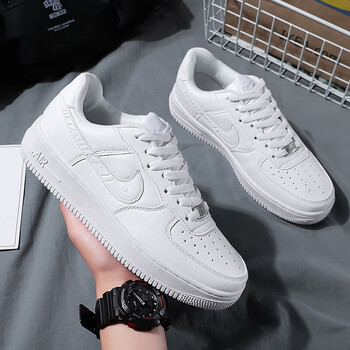 nike月子鞋aj空军一号女鞋小麦色aj1鞋子休闲侽低纯白色空军一号36