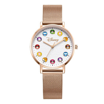 迪士尼disney手表女学生防水玫瑰钢带女表石英表11312钢带