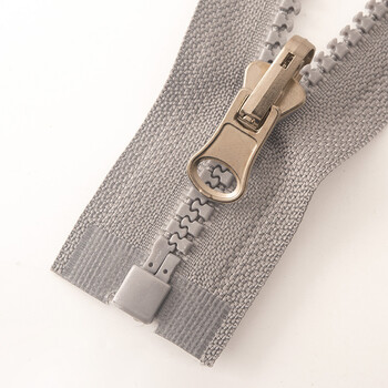 5号树脂开口拉链双面穿服外套棉袄衣服拉锁粗齿旋转导轨灰色70cm