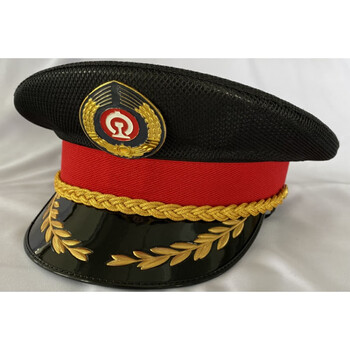 铁路夏季黑色网眼大檐帽 大盖帽制服帽夏帽眼大盖帽 20新款布顶半网 m