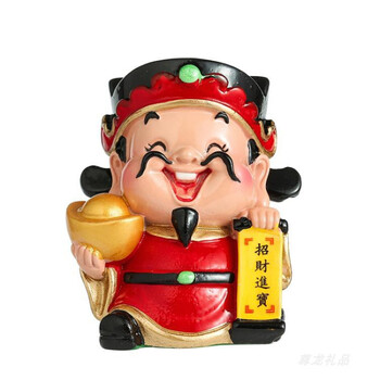 摆件摆件迷你可爱摆件q版五路财神金童玉女新年卡通小摆件中式文财神