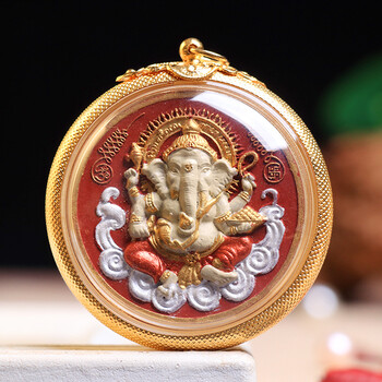 15年老店泰国佛牌描金大象牌象申带编号大小模鎏金壳男女项链吊坠 大