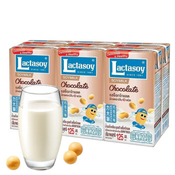 力大狮泰国进口力大狮豆奶 Lactasoy儿童营养早餐奶原味黄豆浆饮品饮料 巧克力豆奶125ML*6盒