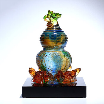 葫芦摆件贺寿祝寿礼物老人长辈生日礼品定制琉璃工艺品玄关装饰品