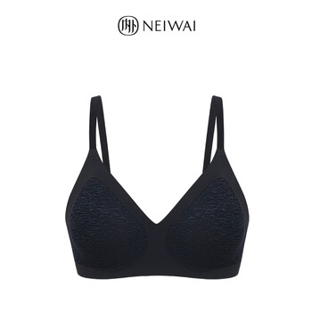 NEIWAI内外优选网纱拼接贴合三角杯文胸内衣女无钢圈无痕胸罩聚拢舒适 黑色 （店长推荐） M