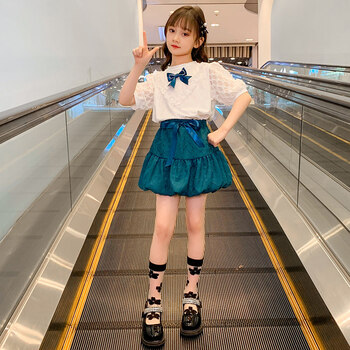 gduckkids童装女童夏装套装2023新款儿童装中大童11至13岁小女孩衣服