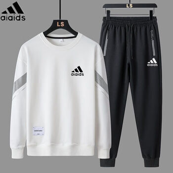 阿迪三叶草运动服套装男子春秋季中青年卫衣休闲百搭圆领跑步服两件套