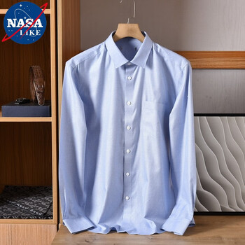 nasalike抗皱免烫纯棉薄款职业长袖衬衫男士四季通勤宽松舒适商务正装