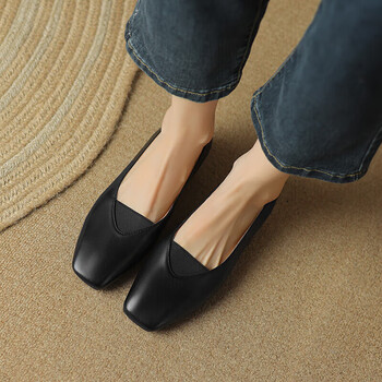 modern belle女鞋奶奶鞋女2024新款春秋复古豆豆鞋百搭软皮单鞋女鞋