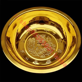 结婚铜盆 金黄聚宝盆加厚金盆 纯铜盆 紫铜黄铜盆子 【纯铜】38cm纯铜