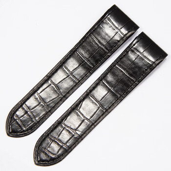适配原装卡地亚山度士表鳄鱼皮表带santos100桑托斯真皮表带strap黑色