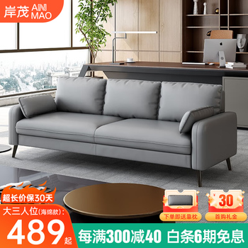 岸茂 北欧轻奢科技布沙发小户型双三人客厅卧室公寓办公室服装店接待室休息现代布艺小沙发 灰色【升级海绵款】 大三人位178CM(配3抱枕)