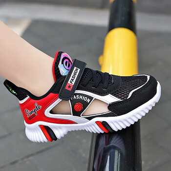 阿迪包头透气男孩男夏款大童10岁运动鞋12跑步镂空14软585黑红39码