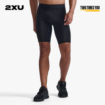 2XU Aspire系列压缩短裤 专业运动紧身裤男跑步训练速干五分健身裤  升级版-无感系列（黑色） M