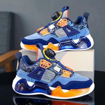 kffg男童鞋子春季新款儿童运动鞋中大童男孩旋转纽扣老爹鞋春秋款黑墨